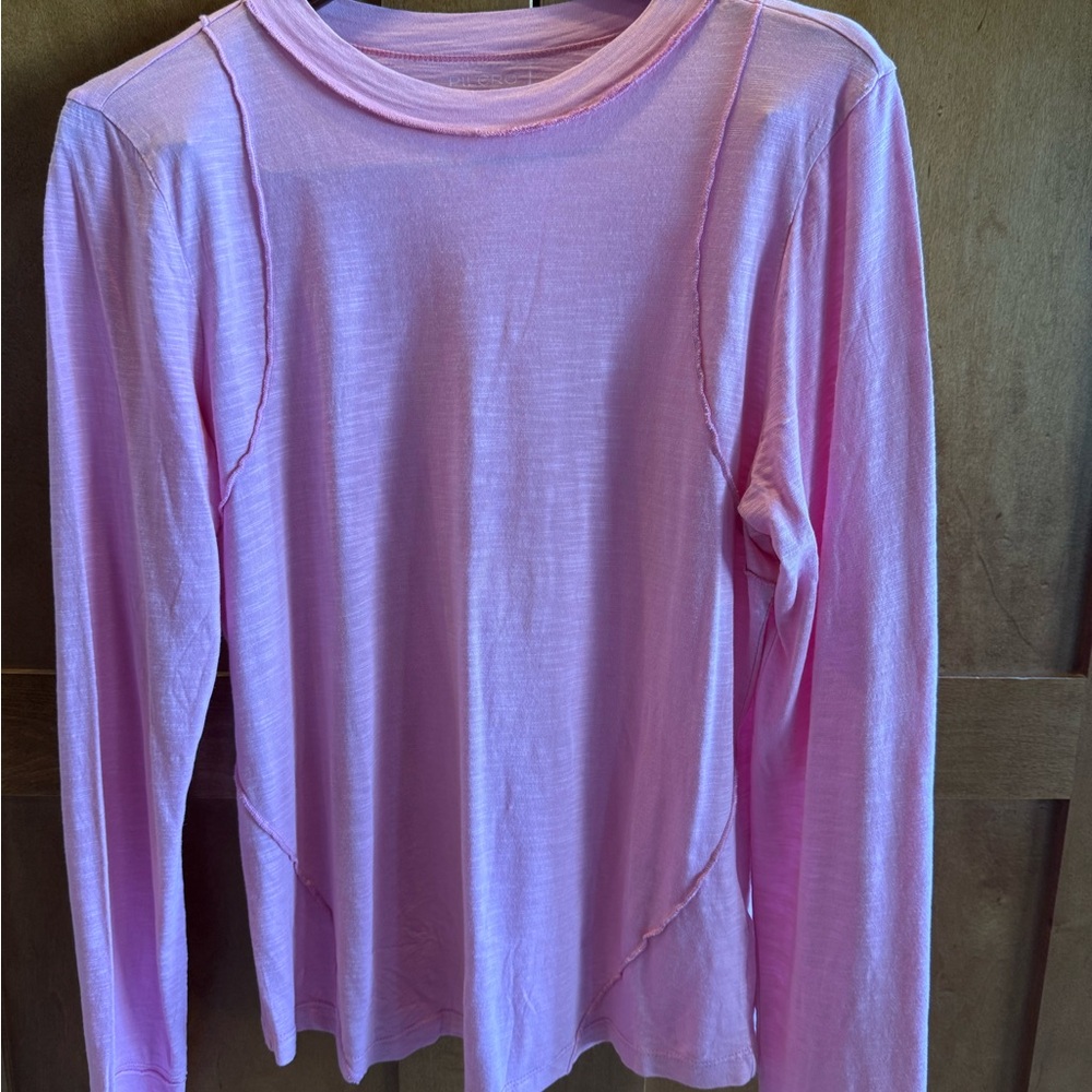 Anthropologie Pilcro Pink Long Sleeve Tee Raw Edge Size L